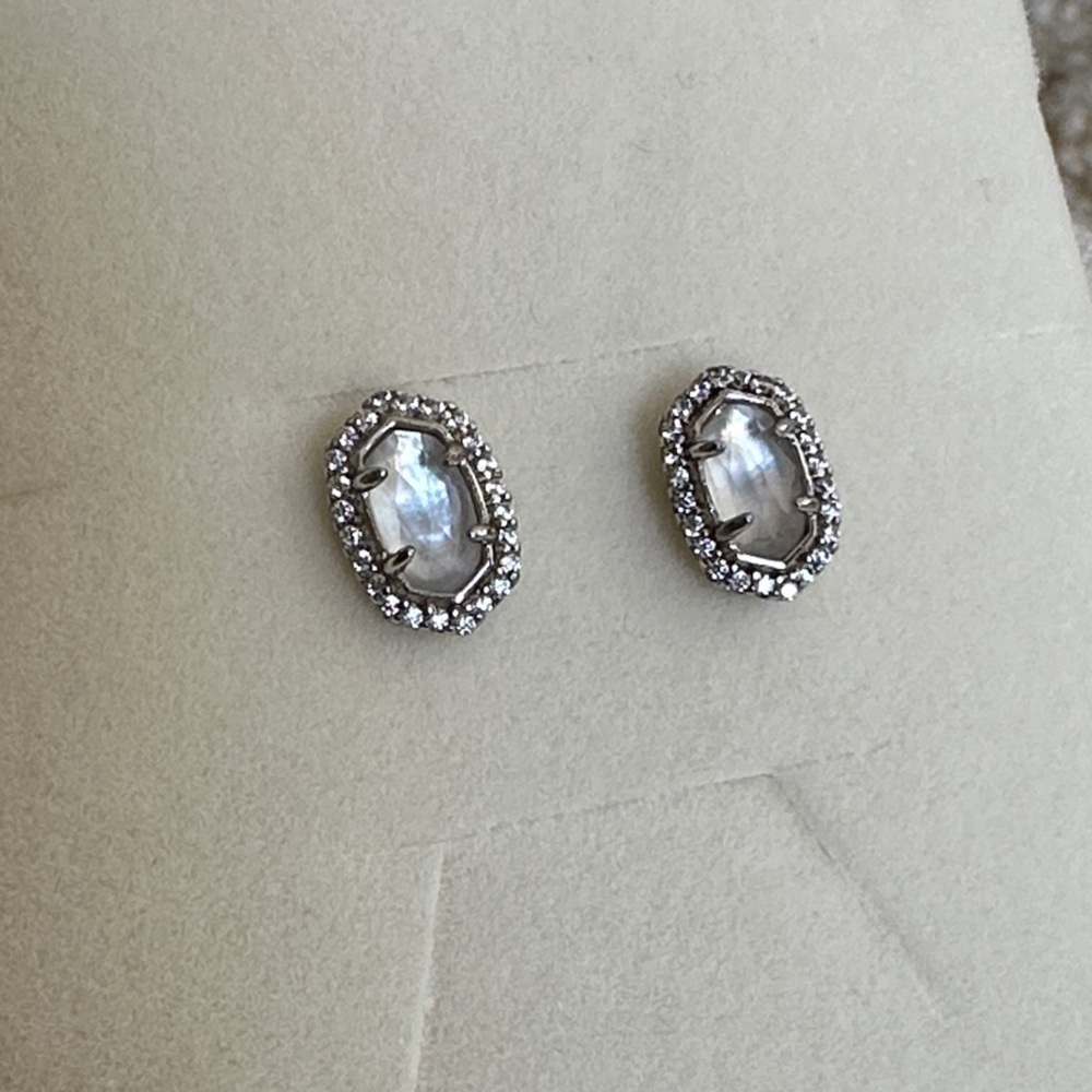Kendra Scott Silver and White Crystal Earrings